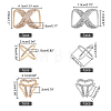 6Pcs 6 Style Crystal Infinity-shaped & X-shape & Three Ring Shape Rhinestone Scarf Buckle Rings JEWB-CA0001-03-2