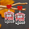 1Pair Leopard Print Heart Mother Sports Acrylic Dangle Stud Earrings EJEW-FS0001-22E-5
