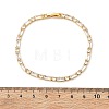 Brass Pave Clear Cubic Zirconia Rectangle & Flat Round Link Bracelets BJEW-YWC0002-02G-5