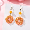 Flower Handmade Glass Seed Beads Dangle Earrings EJEW-MZ00679-01-1