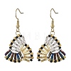 304 Stainless Steel with Glass Seed Beads Dangle Earrings EJEW-MZ00821-01-2