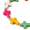 Synthetic Turquoise Cross Beaded Stretch Bracelets BJEW-TA00399-3