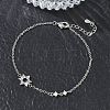 Brass Micro Pave Clear Cubic Zirconia Link Bracelets BJEW-E114-01A-P-2