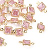 SHEGRACE Brass Pave Cubic Zirconia Square Connector Charms XGRQ2O093-440E-G-1