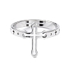 304 Stainless Steel Hollow Out Cross Adjustable Ring for Women RJEW-I097-05P-2
