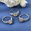 Brass Micro Pave Cubic Zirconia Finger Rings CU-CBA260E-08P-1