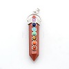 Yoga Chakra Jewelry Platinum Plated Brass Gemstone Double Terminated Pointed Big Pendants LS-G-P053-19H-1