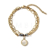 Bohemian 304 Stainless Steel Chain & Natural Lapis Lazuli Beads Double Layers Bracelets BJEW-C150-01A-G-1