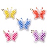 Glass Seed Beaded Butterfly Pendants PALLOY-MZ00473-1