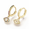 Brass Micro Pave Colorful Cubic Zirconia Dangle Hoop Earrings EJEW-S208-082-1
