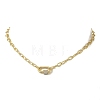 Brass Paperclip Chain Necklaces with Rectangle Brass Micro Pave Clear Cubic Zirconia Screw Carabiner Lock Charms NJEW-JN06410-4