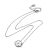 304 Stainless Steel Pave Natural White Shell Flower Pendant Necklaces for Women NJEW-U032-16P-03-4