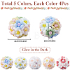 20Pcs 5 Colors Luminous Polymer Clay Rhinestone Flower Beads RESI-SC0005-56-2