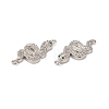 Brass Micro Pave Clear & Green Cubic Zirconia Connector Charms KK-E068-VB056-3