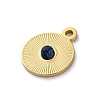 Real 14K Gold Plated 304 Stainless Steel Pave Natural Sodalite Pendants STAS-R005-05G-02-2