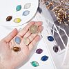 14Pcs 7 Styles Brass Natural Gemstone Connector Charms G-FH0001-79-3