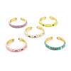 Colorful Cubic Zirconia Cuff Bangle BJEW-D448-27G-RS-1