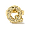 Letter Brass Micro Pave Clear Cubic Zirconia Open Cuff Ring for Women RJEW-N046-03Q-G-2