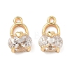 Brass Pave Cubic Zirconia Oval Bag with Heart Charms KK-A286-09G-1