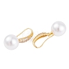 Rack Plating Brass Cubic Zirconia ABS Pearl Earring Hooks EJEW-S219-17G-2