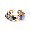 Glass Chip Beads Cuff Ring for Teen Girl Women RJEW-JR00398-4