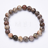 Natural Flower Agate Beaded Stretch Bracelets BJEW-S128-05-2