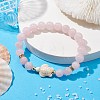 Tortoise Synthetic Turquoise & Natural Rose Quartz Stretch Bracelets for Women BJEW-JB10106-02-2