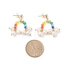 Natural Pearl & Glass Beaded Rainbow & Cloud Dangle Stud Earrings EJEW-TA00151-4