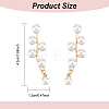 1 Pair ABS Plastic Imitation Pearl Beaded Leafy Branch Dangle Stud Earrings EJEW-AN0001-51-2