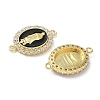 Brass Micro Pave Clear Cubic Zirconia Enamel Oval with Virgin Mary Connector Charms KK-L243-11G-B-3