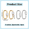 4Pcs 2 Colors 304 Stainless Steel Screw Carabiner Lock Charms STAS-HY0001-95-3