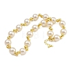 Rack Plating Brass & ABS Plastic Pearl Round Beaded Necklaces for Women NJEW-C059-30G-1