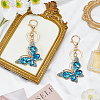 Butterfly Zinc Alloy & Rhinestone Keychains KEYC-WH0053-045G-03-3