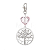 Flat Round with Tree of Life Alloy Pendant Decorations HJEW-JM01404-1