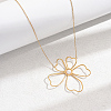 Elegant Stainless Steel & Imitation Pearl Hollow Flower Pendant Necklaces for Women TN2016-1-4
