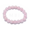 Natural Rose Quartz Bead Stretch Bracelets X-BJEW-K212-B-045-1