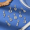 10Pcs 10 Styles Number 0~9 Alloy Rhinestone Pendant Decorations HJEW-YW00549-4