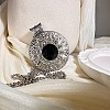 European style Alloy Crystal Rhinestone & Black Resin Flower Pendant Ball Chain Necklaces for Women PH9473-8