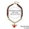 Alloy Enamel Sacred Heart Pendant Leopard Print Cloth Scarf Necklacess for Women WG2FAF8-02-1