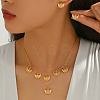 Brass Micro Pave Clear Cubic Zirconia Hollow Fan Double Layer Pendant Necklace & Stud Earrings Set for Women KI7440-4