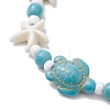 Dyed Synthetic Turquoise & Magnesite Bead Braided Bead Bracelets for Women BJEW-JB11532-02-3