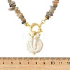 Ocean Natural Baroque Keshi Pearl Coin Pendant Natural Moonstone Chip Beaded Necklaces NJEW-JN06024-4