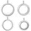 4Pcs 4 Styles Stainless Steel Locket Pendants STAS-BBC0010-32-7