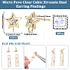 16Pcs Brass Micro Pave Clear Cubic Zirconia Stud Earring Findings MAK-SC0001-20B-2