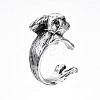 Gothic Punk Deer Alloy Open Cuff Ring for Men Women RJEW-T009-54AS-3