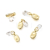 Brass 2-Loop Oval Spacer Bars with Clear Teardrop Cubic Zirconia Tassel KK-Z156-07G-1