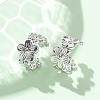 304 Stainless Steel Flower Cuff Earrings for Women EJEW-A118-03P-1