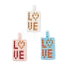 3Pcs Beaded Rectangle with Word Love Charms PALLOY-MZ01086-1