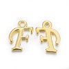 Golden Plated Alloy Letter Pendants X-PALLOY-J718-01G-F-1