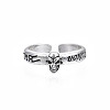 Halloween Alloy Skull Open Cuff Ring for Women RJEW-T009-26AS-1